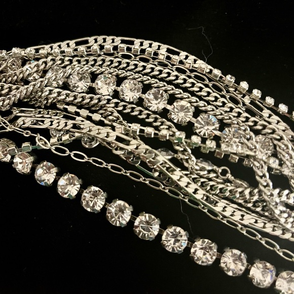 bracelet NWT ABS Allen Schwartz bling sparkle rhinestones multi chains - Picture 16 of 16